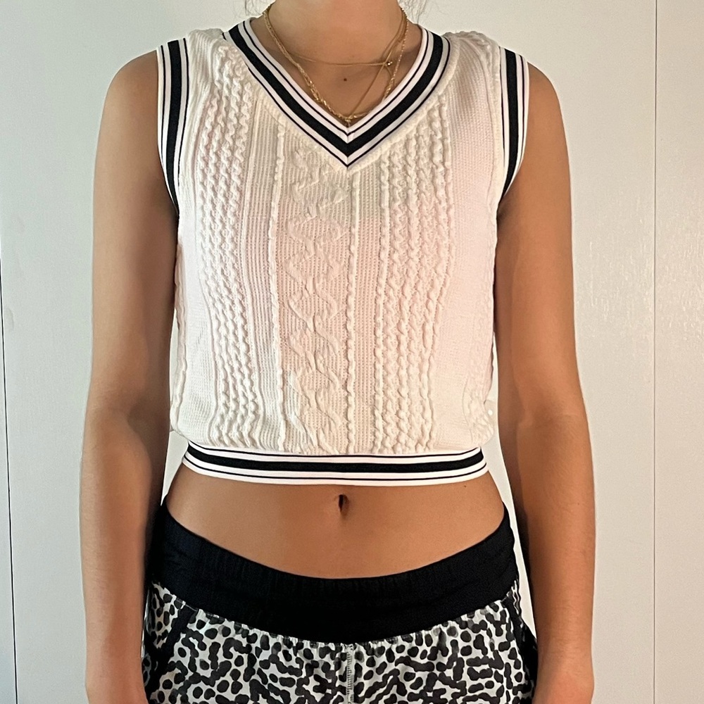 White Cable Knit Crop Top